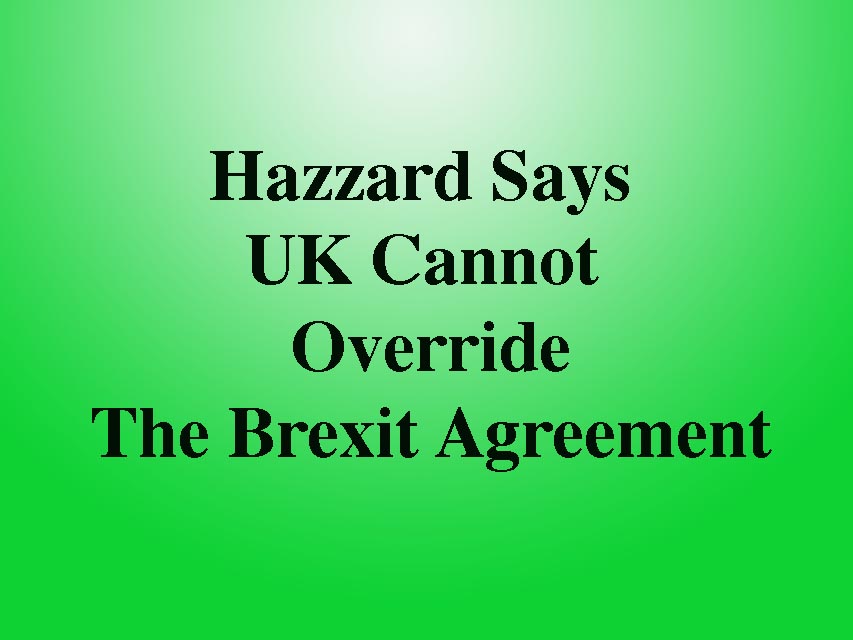 Hazzard Says UK Will Face Legal Challenge Over Brexit