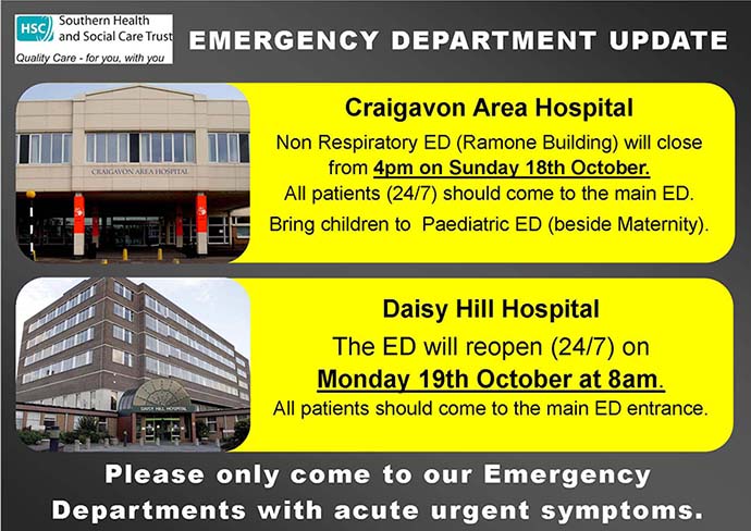 Daisy Hill ED To Re-Open On 19th October At 8am Daisy Hill ED To Re-Open On 19th October At 8am