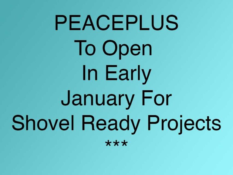 PEACEPLUS To Open With Narrow Window For Projects PEACEPLUS To Open With Narrow Window For Projects