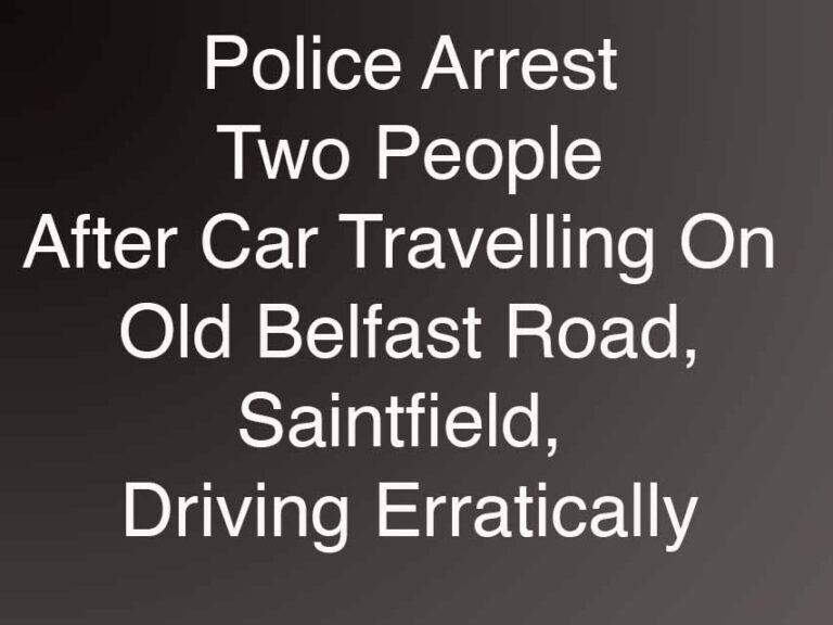 Two Arrested After Erratic Driving On Saintfield Road