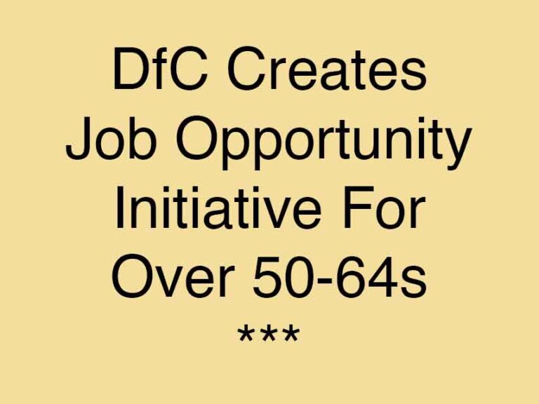 DfC Proves £1.9million For Over 50s Job Scheme