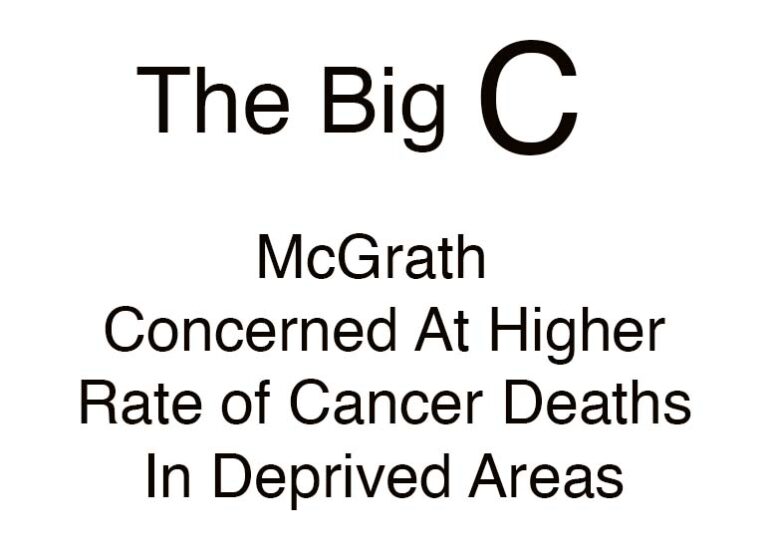 McGrath Concerned At Cancer Deaths In Deprived Areas