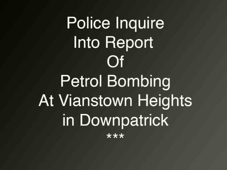 Police Appeal After Report Of Petrol Bomb In Downpatrick Police Appeal After Report Of Petrol Bomb In Downpatrick