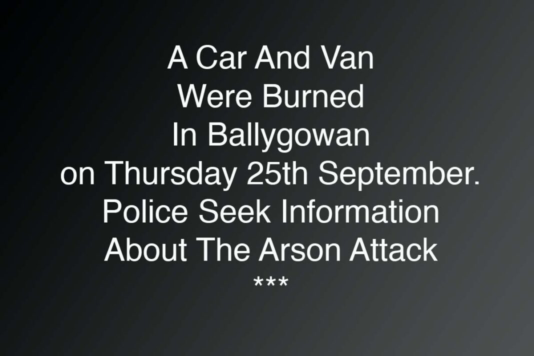 Police Inquiry After Ballygowan Vehicle Arson