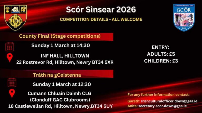 Hilltown To Host The County Down Scór Final