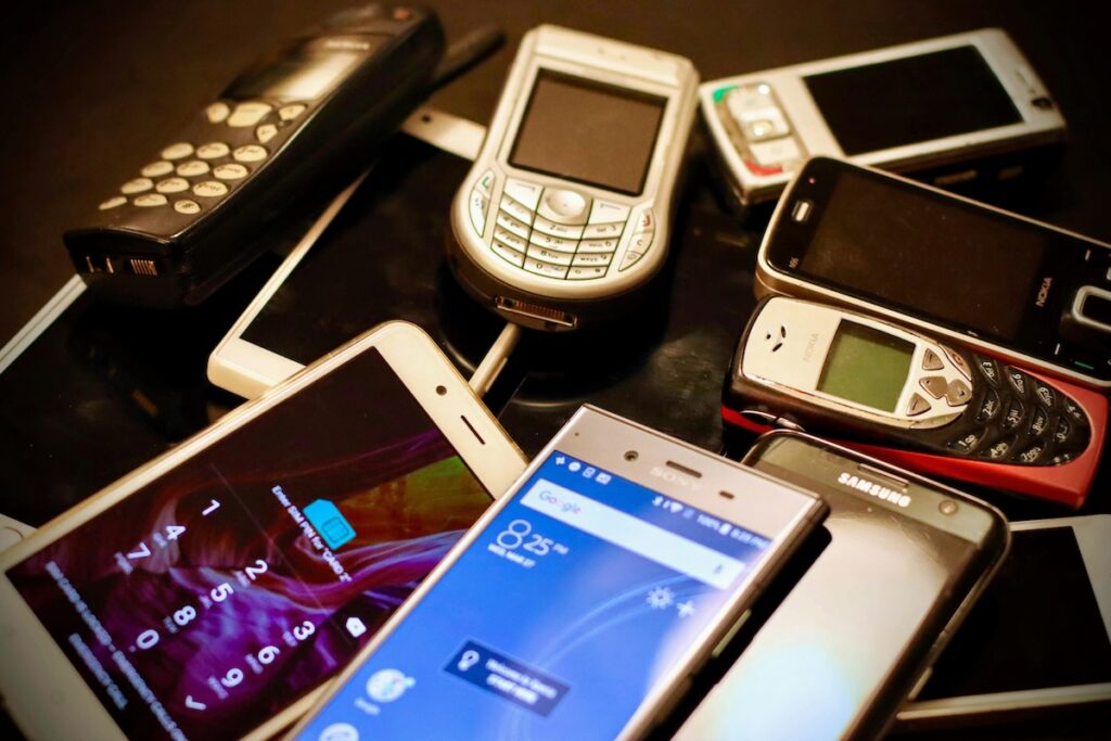 collection of old mobile phones
