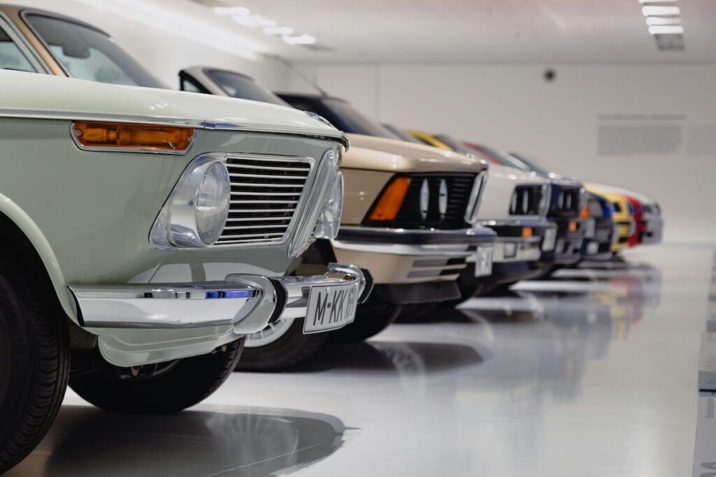 cars in a showroom